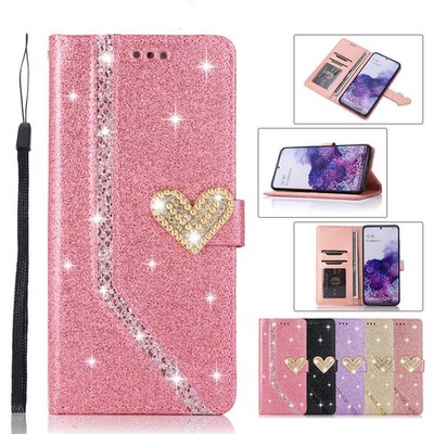 Love Glitzer Wallet Case Handyhülle für Samsung S26 S25 A36 A56 A17 A57 A37 A27