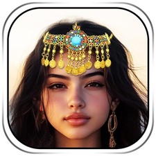 Boho Gold Head Chain Coins Headpiece Jewelry Festival Costume Hair Accessorie...
