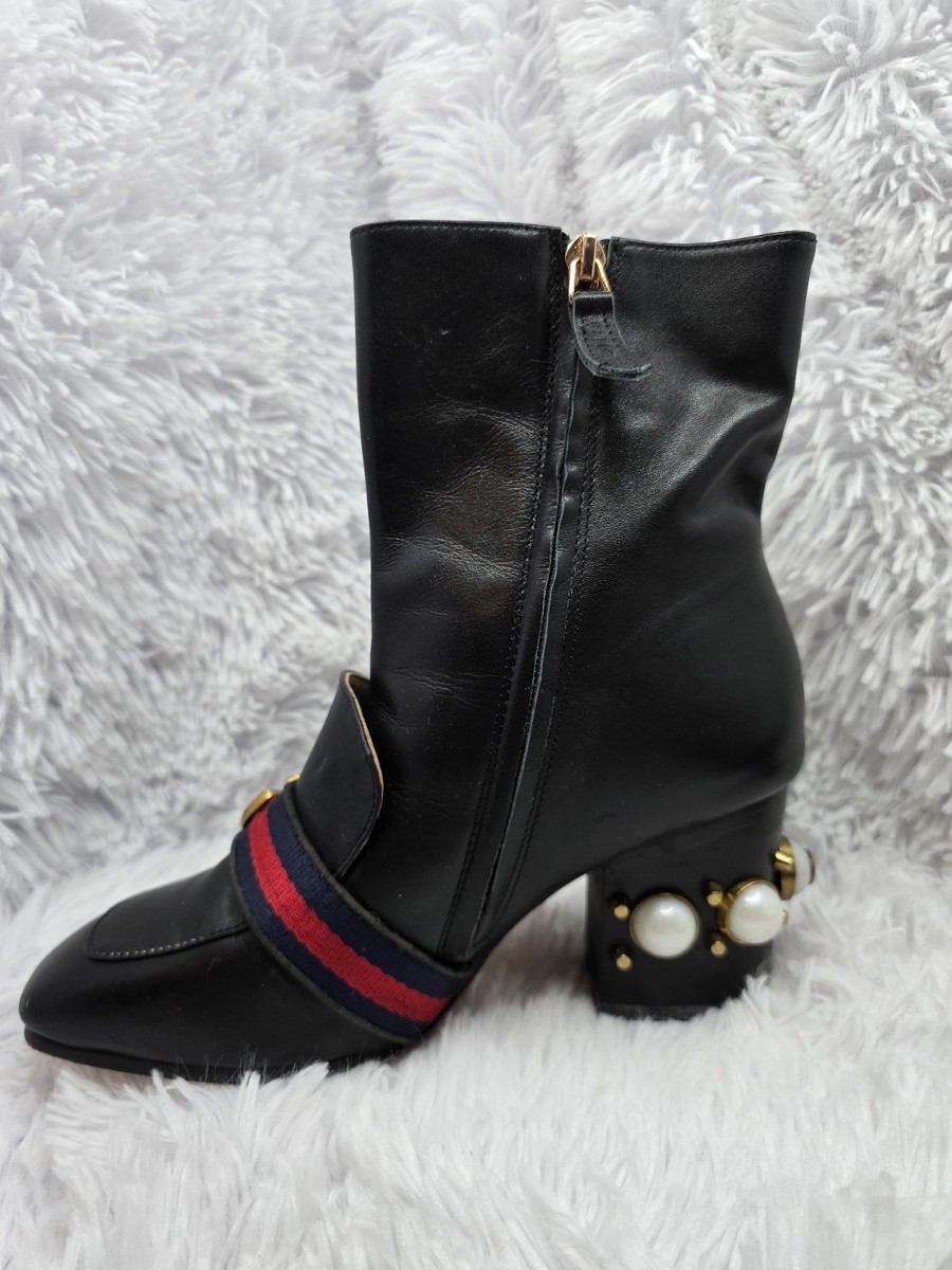 Black Vintage Gucci Ankle Boots Size 5.5 Square Toe | eBay