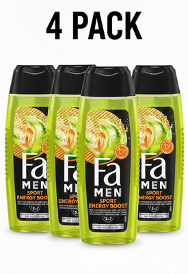 4 pack FA MEN  Sport Energy Boost Shower Gel for Men 250 ml / 8.45 fl oz