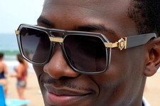 Sunglasses Men Male Big Frame Shades Punk Flat Top Metal Rivet Sun Glasses UV400