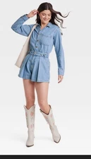 Women's Long Sleeve Denim Romper Size 17 Universal Thread™  Adjustable Waist