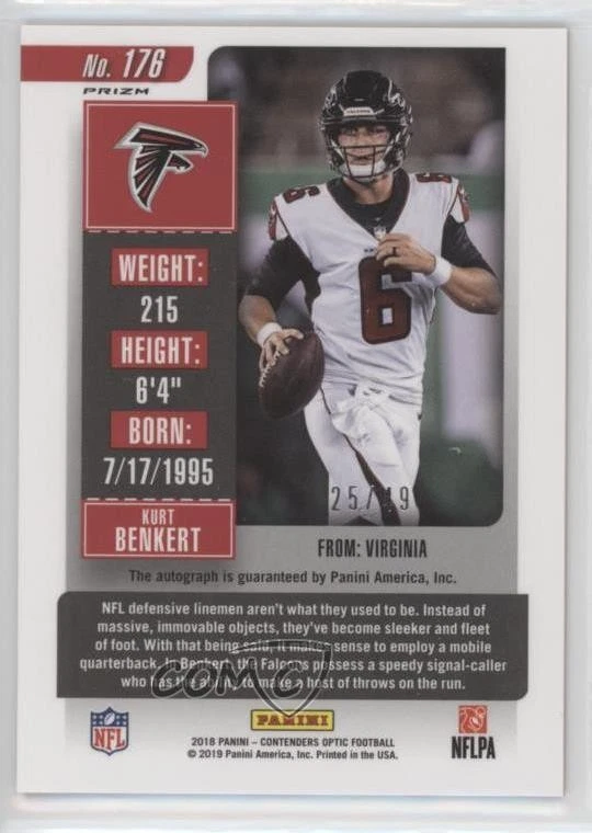 2018 Panini Contenders Optic Ticket Orange Prizm /49 Kurt Benkert Rookie Auto RC - Image 2 of 2