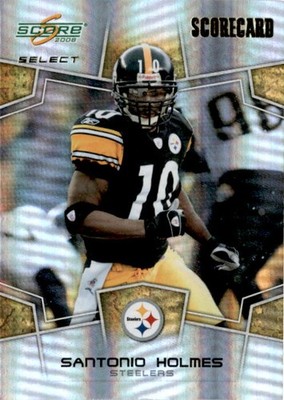 2008 Score Select #252 Santonio Holmes Scorecard /100 Steelers SP