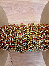 6 feet Swarovski Rhinestone chain 18pp siam ruby/crystal/brass