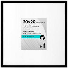 Americanflat 20x20 Picture Frame with Polished 8x10 Mat, Black