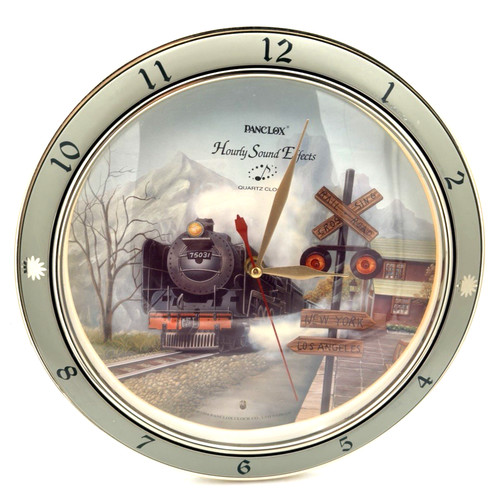 Panclox Locomotive Train Quartz Clock w/ Hourly Sound Effects, Blinking Lights