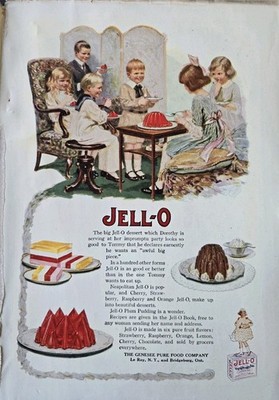 1919 Genesee Pure Food Company Jell-O Dessert Color Vintage Ad