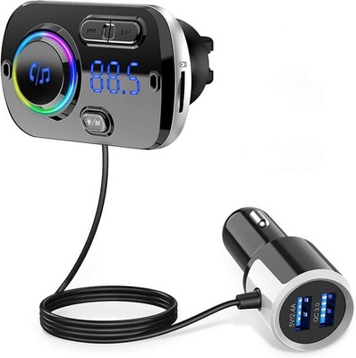 FM Transmitter Bluetooth 5.0 Hands-Free Car Kit with Quick Charge QC 3.0 Car... 