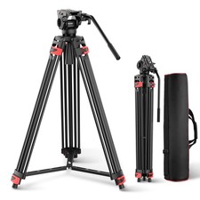NEEWER BASICS 187cm Video Tripod with Fluid Head, Metal Frame, Tripod TP37