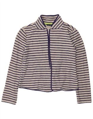 Joules Damen kurz offen Cardigan Pullover UK 8 Small weiß gestreift Baumwolle BS09
