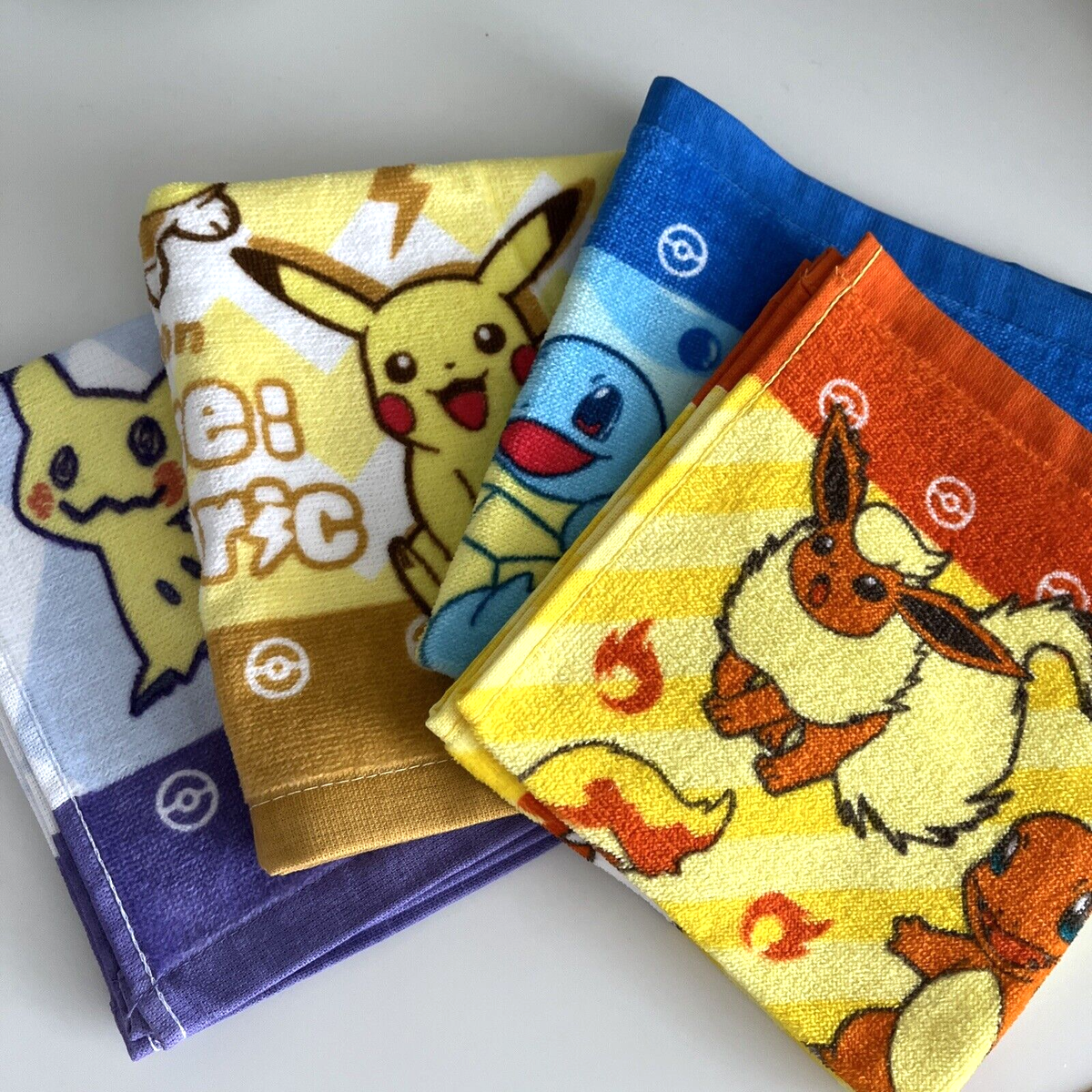 Pokemon Mini Hand Towel 4pieces Pikachu Mimikyu Squirtle Flareon