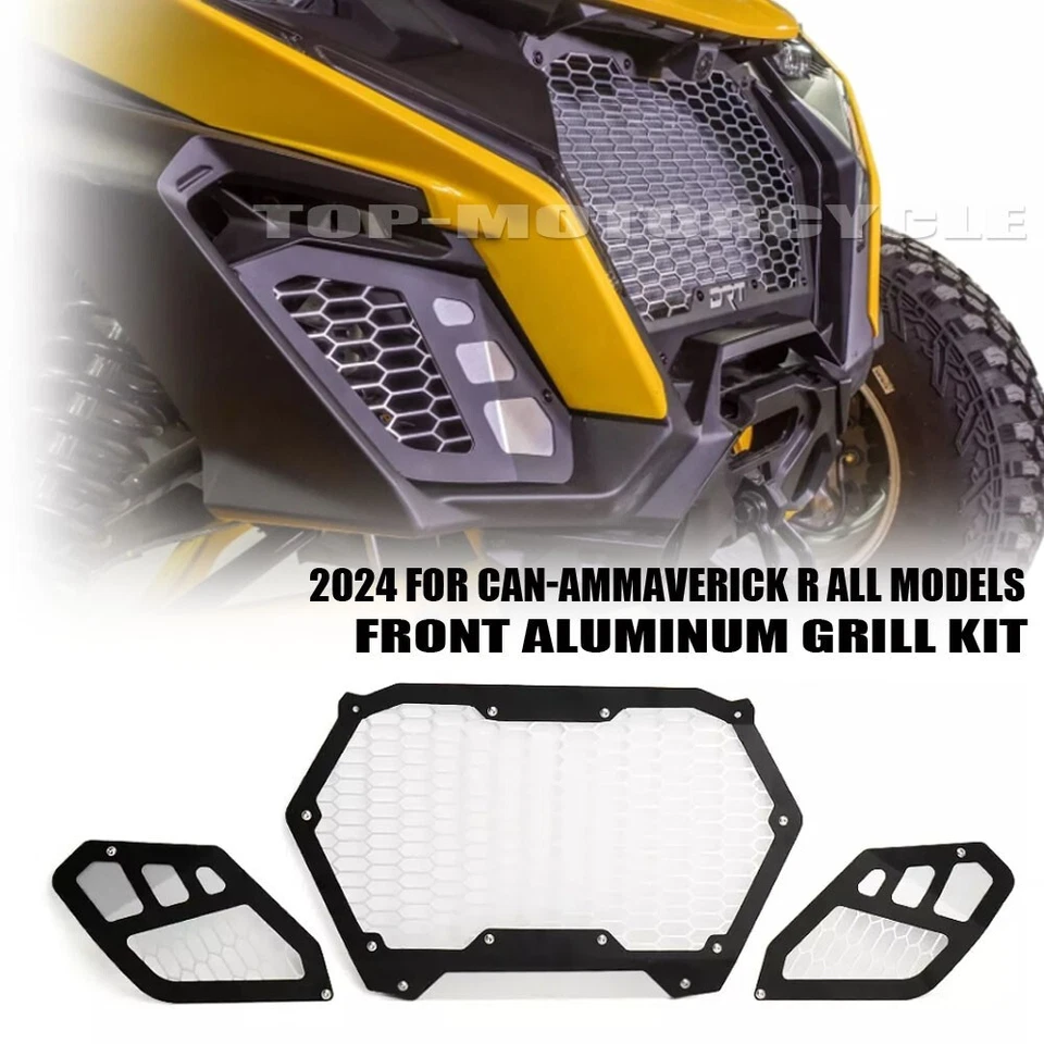 3pc DRT Front Bumper Guard Mesh Inserts Kits For Can-Am Maverick R 2024 2025 - Image 2 of 4