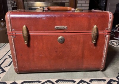 Vintage Samsonite Train Traveling Case Shwayder Bros Luggage Carry-On Brown 