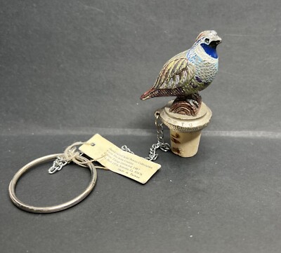 Bottle Wine Cork Stopper Metal Quail Bird Painted Pewter Missing Head Plume WTU