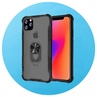 Hülle für iPhone 11 Pro Max Handyhülle Slim Hybrid Ständer Ring 360 Auto Magnet