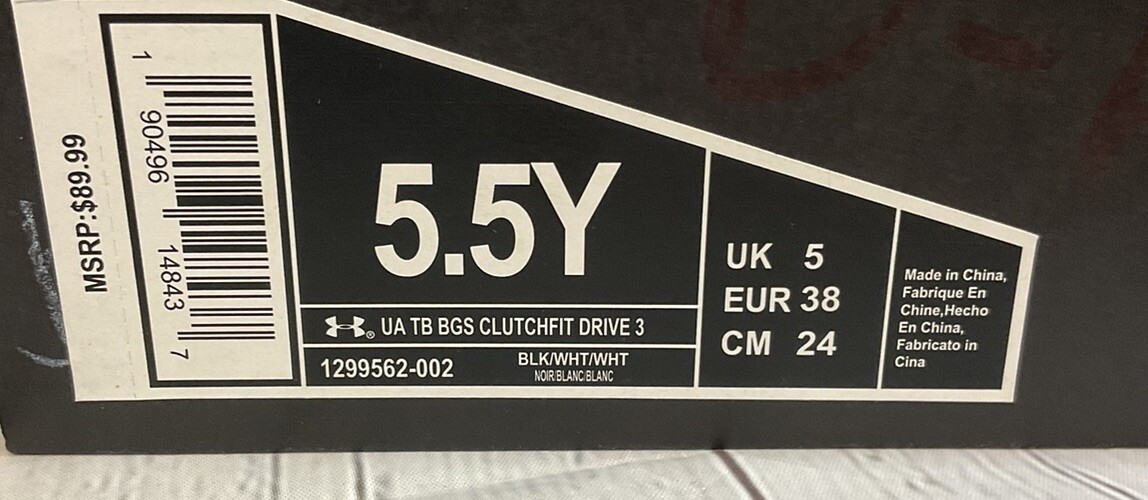 Under Armour TB BGS Clutchfit Drive 3 Youth Basketball Shoes Black