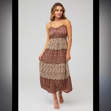 SHOW ME YOUR MUMU Womens EMIRA MAXI DRESS Sz Large Floral Tiered Fall Casual