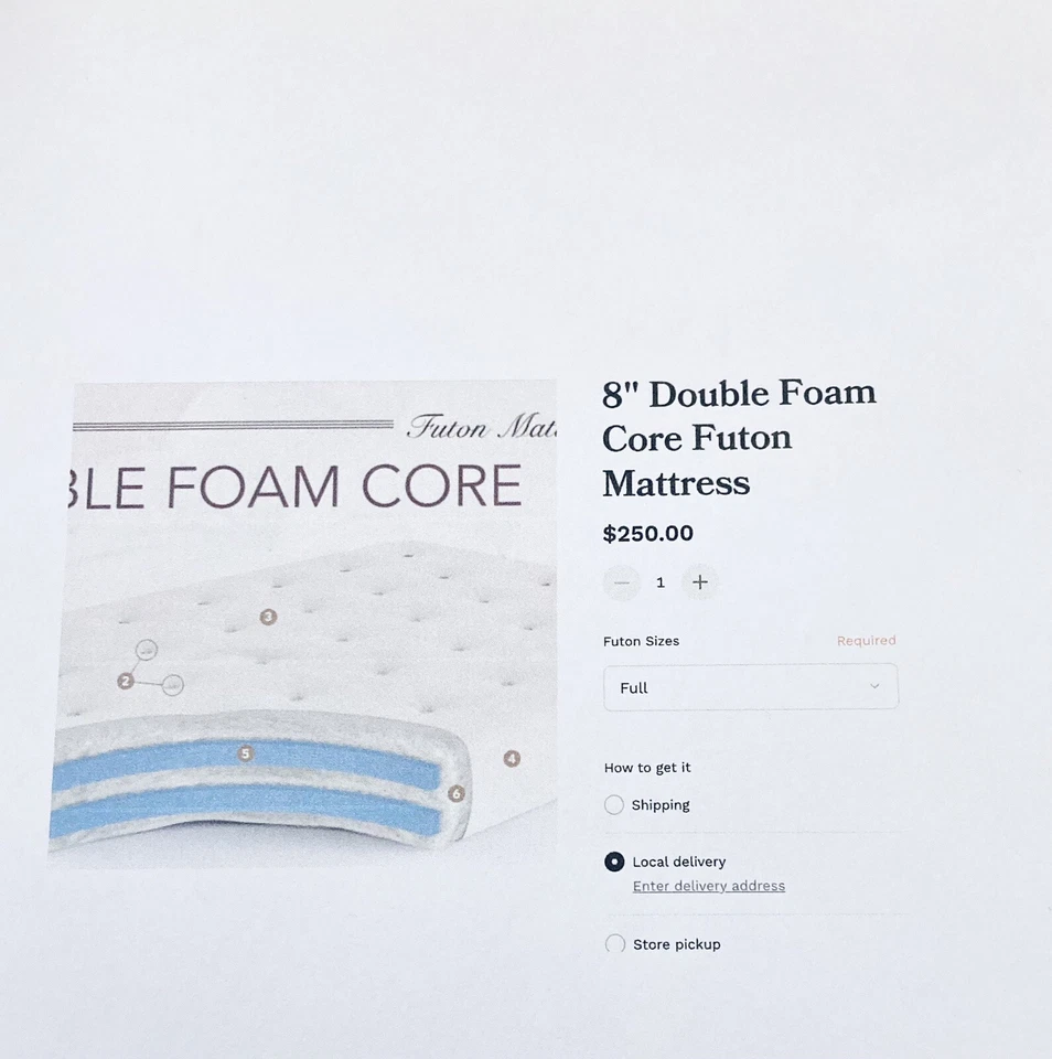Gold Bond 8" Double Foam Core Futon Mattress- Full/Double  — 第 3/4 张图片