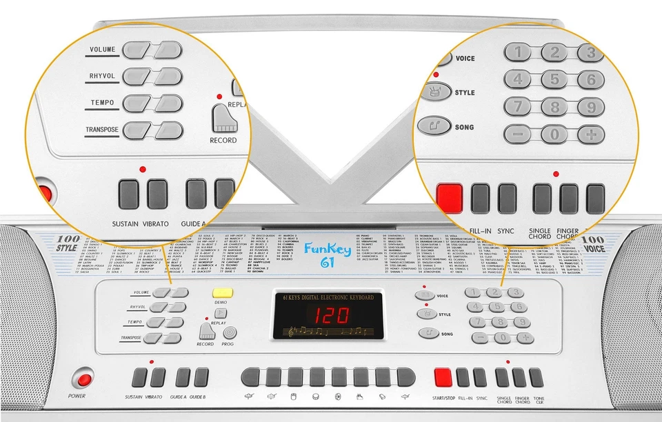 FunKey 61 Tasti Supporto Tastiera Treppiede Piano Pank Pianoforte Elettrico Pianoforte Sintetizzatore - Immagine 4 di 4
