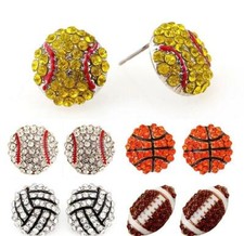 Rhinestone Softball / Volleyball / Basketball / Football/ Baseball Stud Earrings