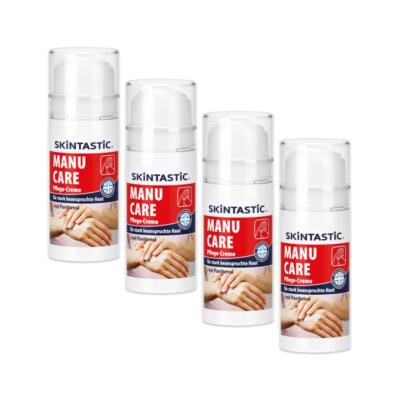 4 x Manu Care Pflege Creme 100 ml Pumpspender Handcreme Skintastic silikonfrei