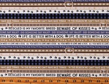 Cotton A Dog's Life Phrases Dogs Pets Khaki Fabric Print by the Yard D755.26