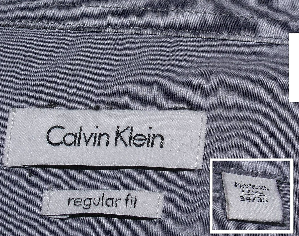 Mens Dress Shirt XL Calvin Klein 17 Neck Long Sleeve 32 Regular
