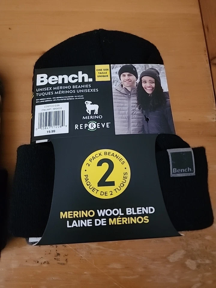 Бини Bench унисекс из шерстяной смеси мериноса — упаковка 2 шт. (один размер) - Изображение 2 из 4