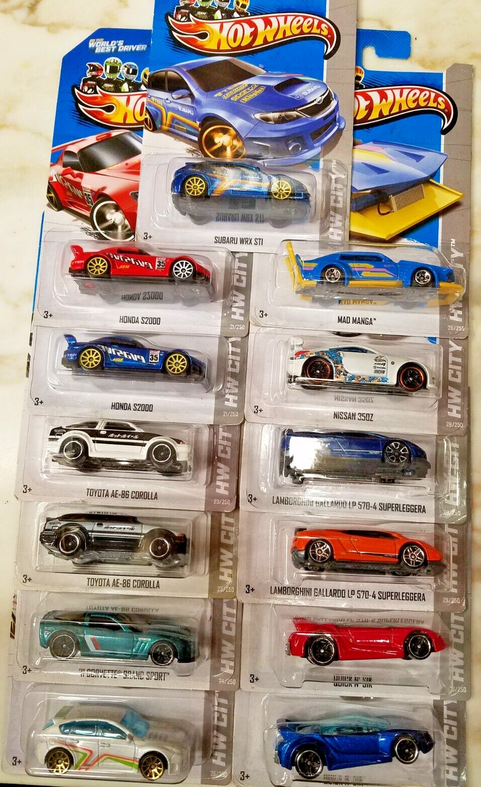 HOT WHEELS 2013 HW CITY NIGHT BURNERZ LOT OF 13  WITH HONDA S2000, NISSAN 350Z