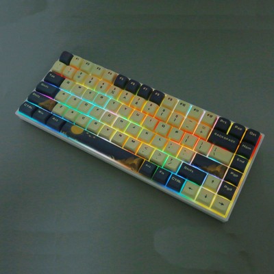 New Red Switch 84 Key BT Mechanical RGB Keyboard Blue Landscape Painting 2.4G US