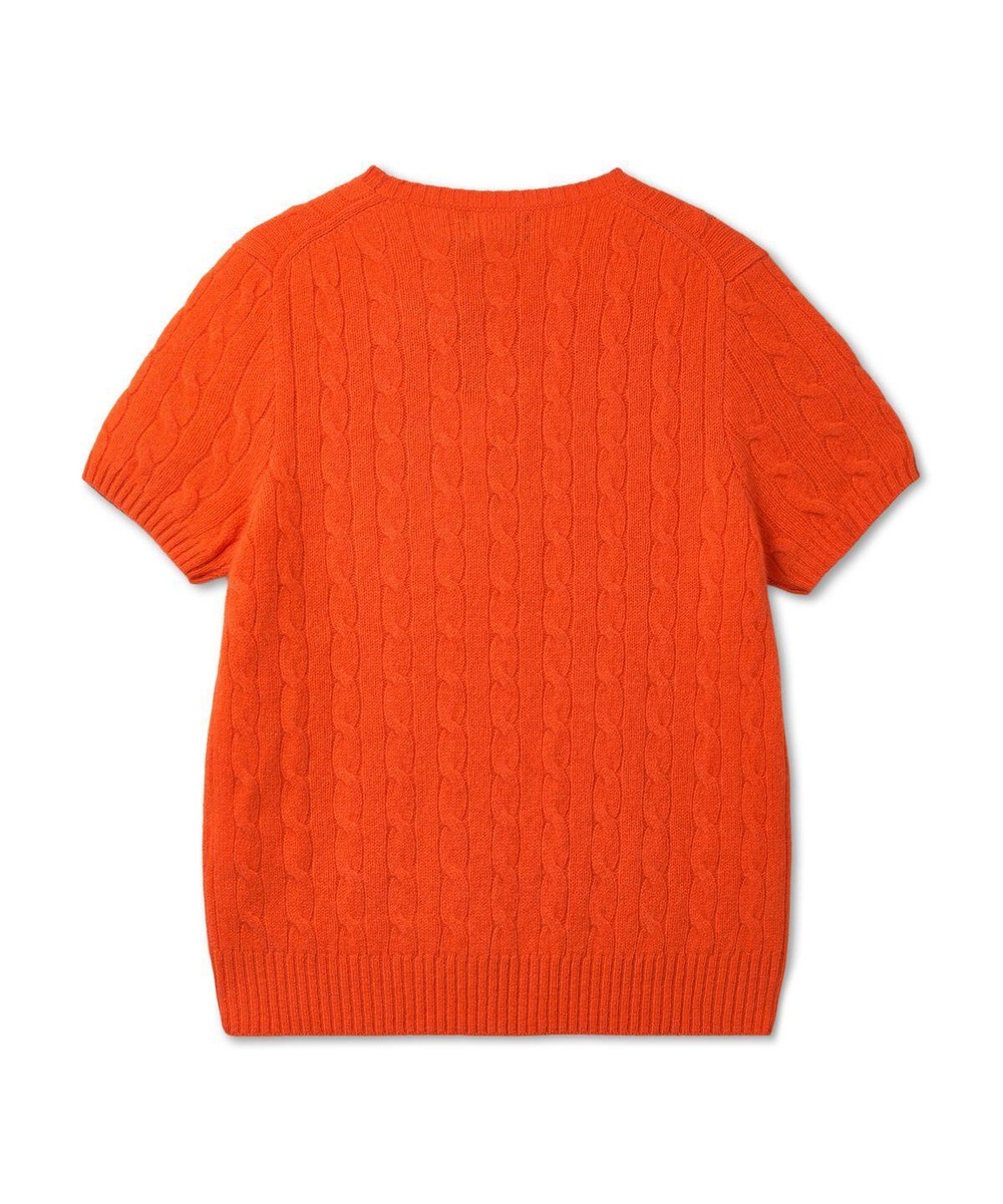 Polo Ralph Lauren Womens Cable Wool Cashmere Short Sleeve