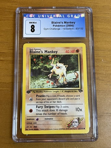 Blaine's Mankey (1st Edition) graded CGC 8 for sale on eBay