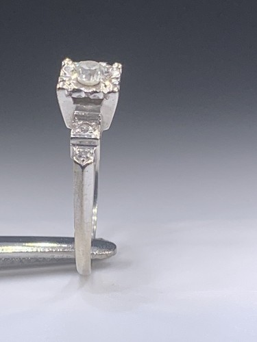 14k White gold Old European 0.33ctw Diamond Engagement Ring Size 6.5 - Picture 9 of 12