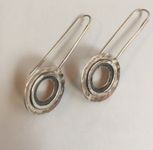 Silpada Sterling Silver Oxidized Hammered Cut Out Circle Threader Earrings W1654 - Picture 11 of 12