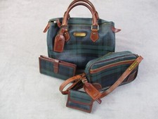 Vintage 1980s Polo Ralph Lauren Blackwatch Plaid Boston Handbag & Wallet Set 4
