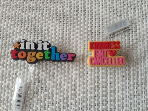 Crocs Charms Jibbitz ("In It Together" & "Kindness Isn't Canceled") |