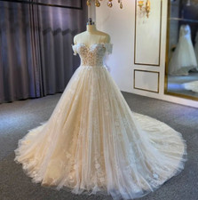 Princess Off the Shoulder Wedding Dresses A Line Boho Lace Applique Bridal Gowns