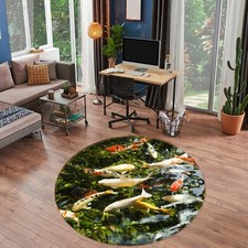 3D Creek Carp O1948 Game Rug Mat Round Elegant Photo Carpet Mat Eve 2023