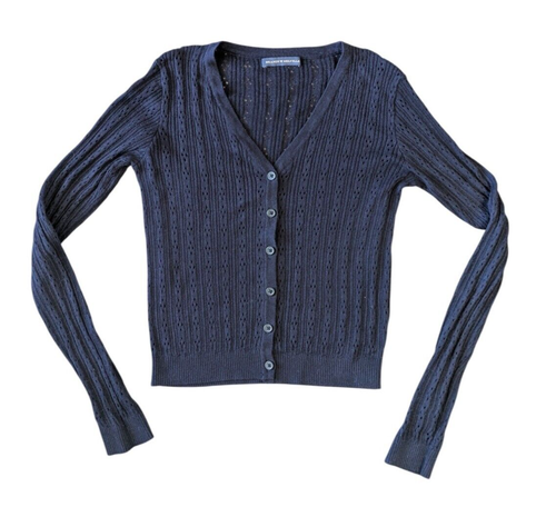 Brandy Melville Shannon Navy Blue Eyelet Cardigan Sweater One Size Kaia Gerber - Picture 3 of 9