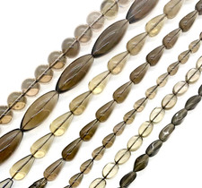 Natural Smoky Crystal Quartz GRADE AAA Round Barrel Teardrop Oval 16 in. Strands