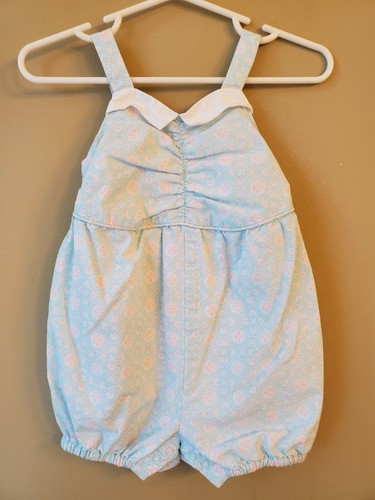 Janie and Jack 6-12 Bubble Romper Halter Top Teal Coral Bow Back - Picture 6 of 9