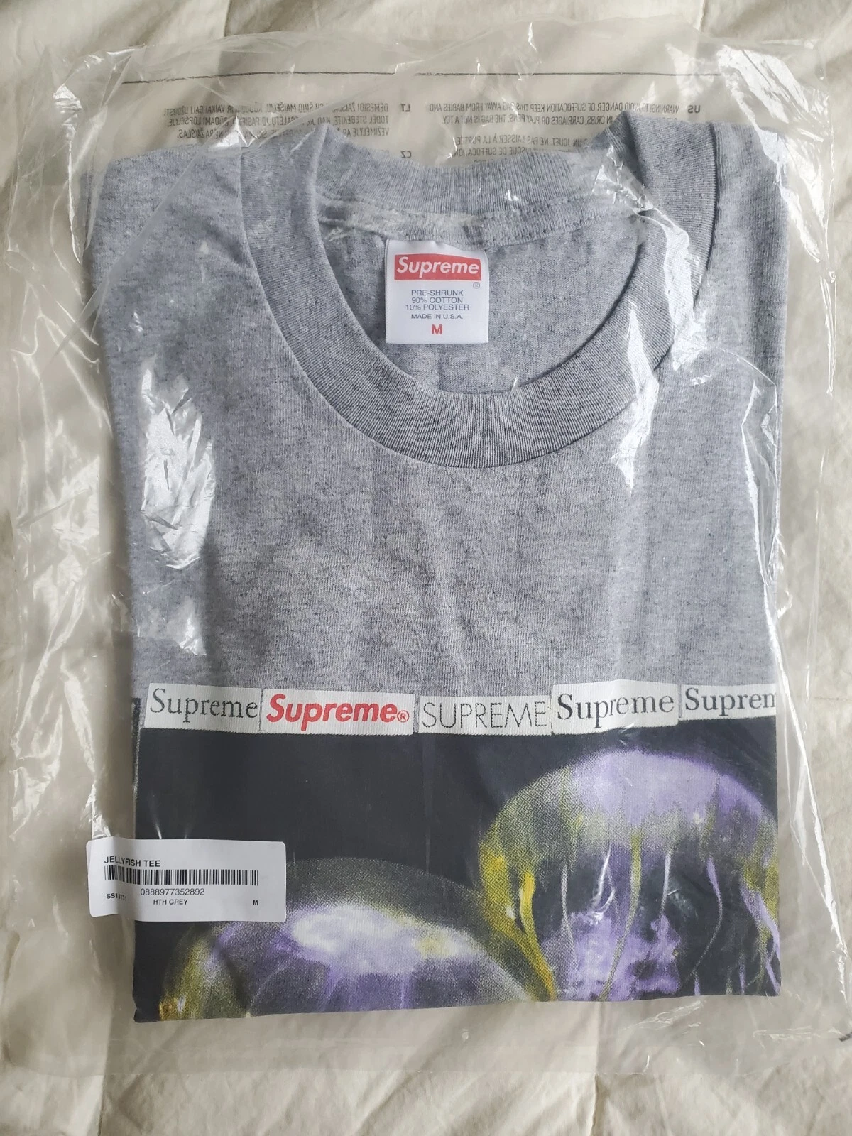 Supreme SS18 Jellyfish T Shirt Heather Grey Medium NEW Tee