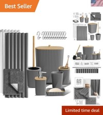 Bathroom Accessories Set - Grey Bathroom Set, Bathroom Sets with Shower Curta...