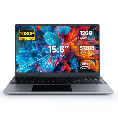 2025 A15.6 inch Laptop Computer Intel Quad-Core Processors 12GB RAM,512GB SSD