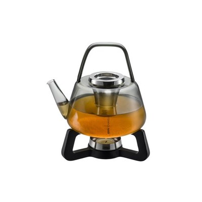Teekanne aus Glas mit Stövchen & Edelstahlfilter 1200 ml Rauchglas Design Kanne