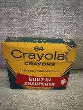 Vintage Binney Smith Crayola Crayons 64 With Built In Sharpener Rare Colors