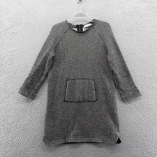 White + Warren Bouclé Knit Sweater Dress Large Black Gray Women Cozy Pocket