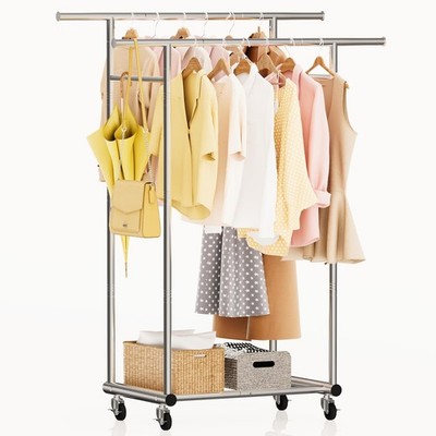 TigerParty Double Rods Clothes Rack for Hanging Clothes, Heavy Duty Sturdy St...