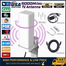 6000 Miles HDTV 1080P Outdoor HD 4K Digital TV Antenna Boosters Signal Amplifier